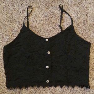 Paper crane black lace crop top